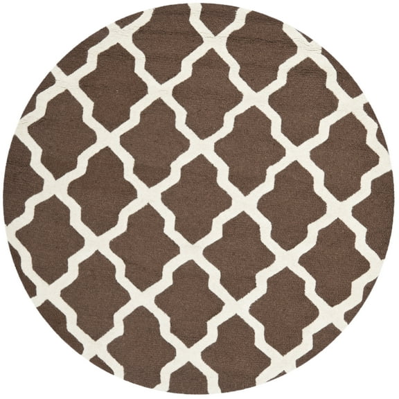SAFAVIEH Cambridge Liam Geometric Wool Area Rug, Dark Brown/Ivory, 4' x 4' Round