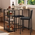 thumbnail image 2 of Zocalo Juego de Mesa de Comedor y Bar con 2 taburetes tapizados, Altura de encimera de Cocina, 4 estantes de Almacenamiento y Rejilla, 2 of 9