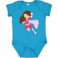 thumbnail image 3 of Inktastic Superhero Girl, Cute Girl, Brown Hair, Pink Cape Girls Baby Bodysuit, 3 of 5
