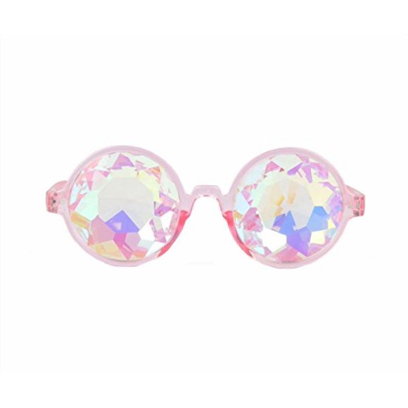 Premium Kaleidoscope Cosplay Goggles Best Rave Diffraction Crystal Lenses Pink