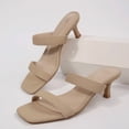 thumbnail image 4 of Pennysue Women Square Toe Low Heel Sandals Cushioned Slip On Two Strap Heeled Sandals for Wedding Working Partying, 4 of 7