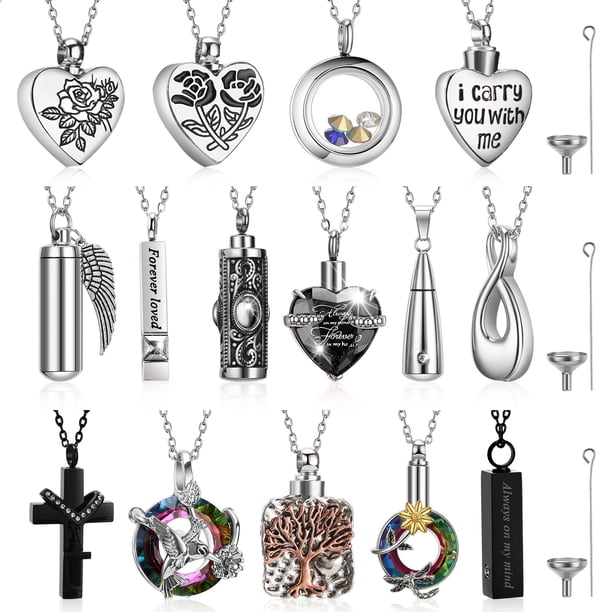 Set de joyas Ecation, 15 unidades, collar de fresno de acero inoxidable