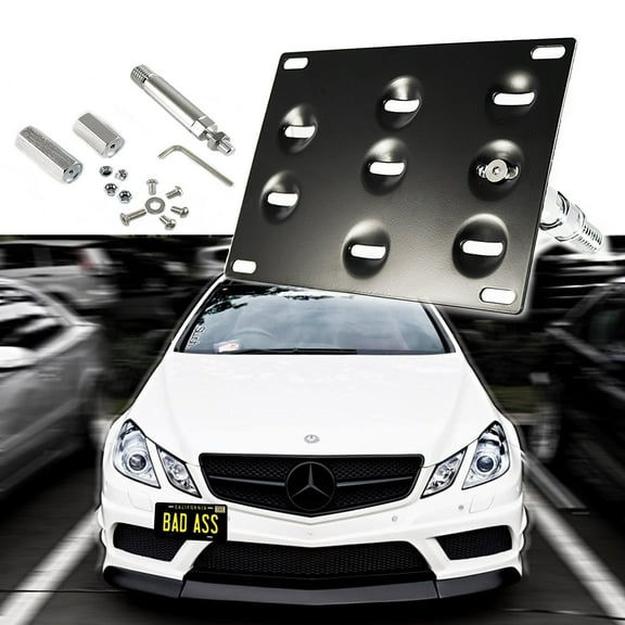 Xotic Tech 1 Set Front Tow Hook License Plate Bumper Mounting Bracket Fit Mercedes-Benz C E S M GLA GLK CLA ML SL AMG Class[Black]