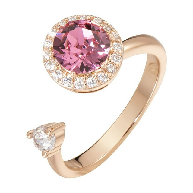 Anillo de 2 piezas con piedra de nacimiento, anillo para el pulgar para mujer, elemento de cristal, anillo abierto de cristal, personalizado, a juego con la moda