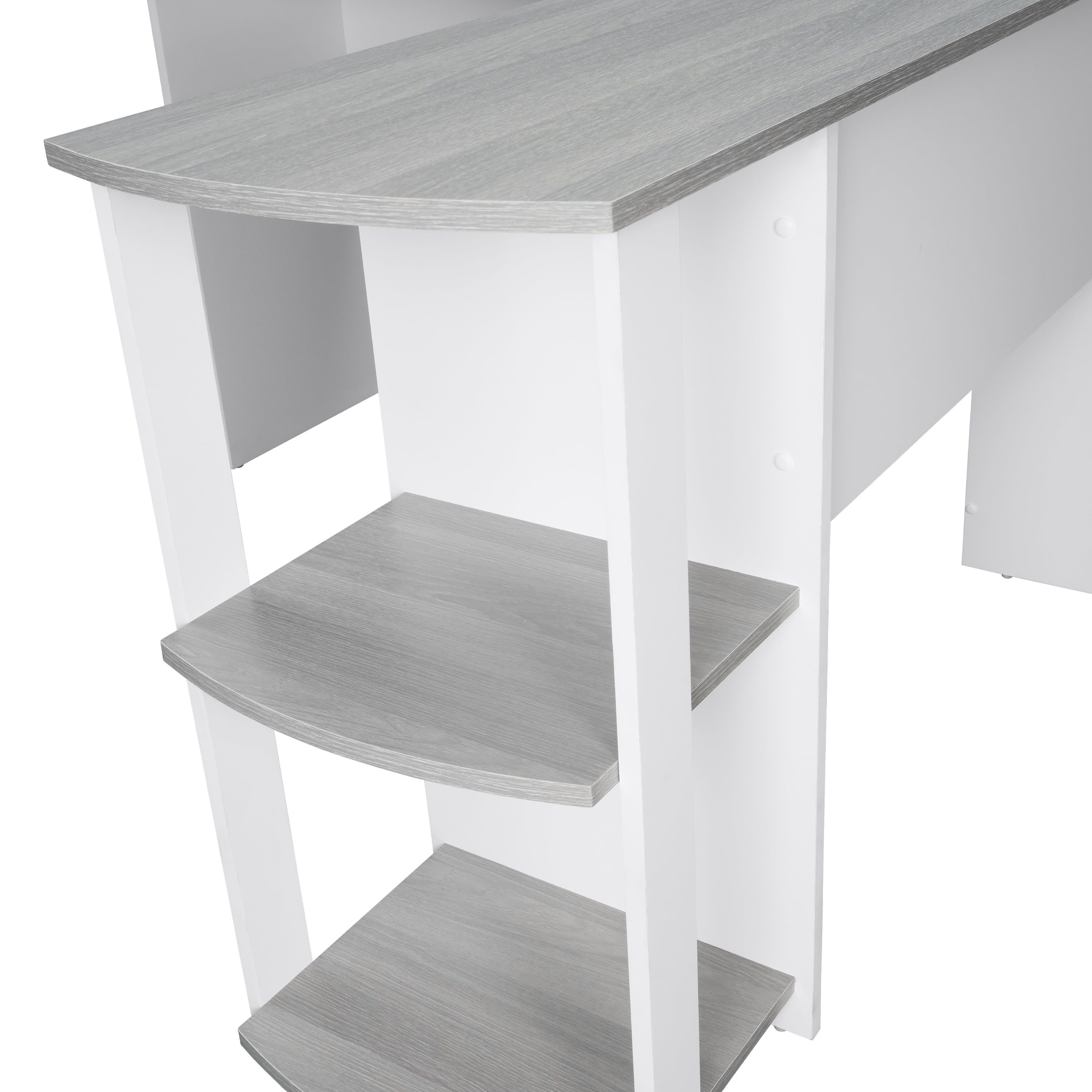 Mobili with L-Shaped Modern Side Shelves, Grey Techni Desk