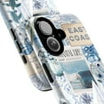 thumbnail image 2 of East Coast Coastal Life Phone Case with Surfing, Sea Turtles, and Nautical Collage Art, Blue and Beige Vintage Beach Theme iPhone Cover for 16 15 14 13 12 11 Pro Max Mini Plus, 2 of 6
