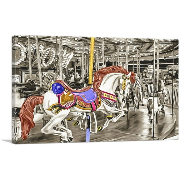 ARTCANVAS Amusement Park Painting Home decor Canvas Art Print - Size: 40" x 26" (1.50" Deep)