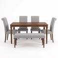 thumbnail image 3 of Home Design Pryor 6-Piece Dining Table Set- Rectangular Table, Upholstered Chairs and Bench, Modern Turned Legs Design, Brown, 3 of 17
