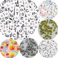 thumbnail image 2 of U8MO 250 Assorted Alphabet Letter Acrylic Cube Pony Beads 6X6mm Jewelry Kids Craft-3-5# Metallic Silver Color, 2 of 9