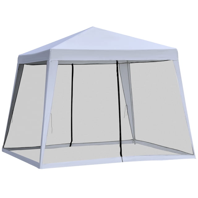 10x10ft Grey Patio Gazebo Tent with Netting - Outdoor Canopy for Parties & Garden Shade - Weather-Resistant Steel Frame & UV Protection