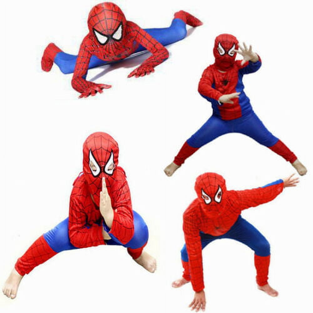 Superhero Costume Clothes Child Fancy Dress Up Kids Boys Juniors Halloween Cosplay Outfits M