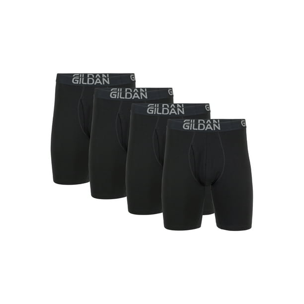 Gildan Gildan Men's Cotton Stretch Long Leg Boxer Briefs, 4Pack, 8.5