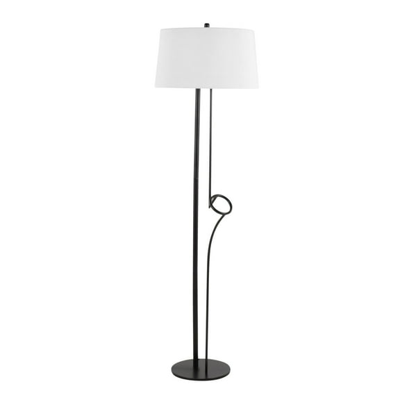Shadow Contemporary Floor Lamp in Black Steel with White Linen Shade by LumiSource