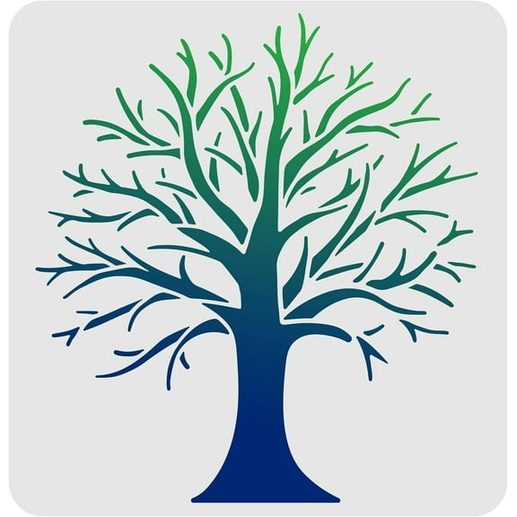 Tree Stencils Template 11.8x11.8inch Plastic Tree Branches Drawing Painting Stencils Square Reusable for Painting on Wood Floor Wall and Tile White