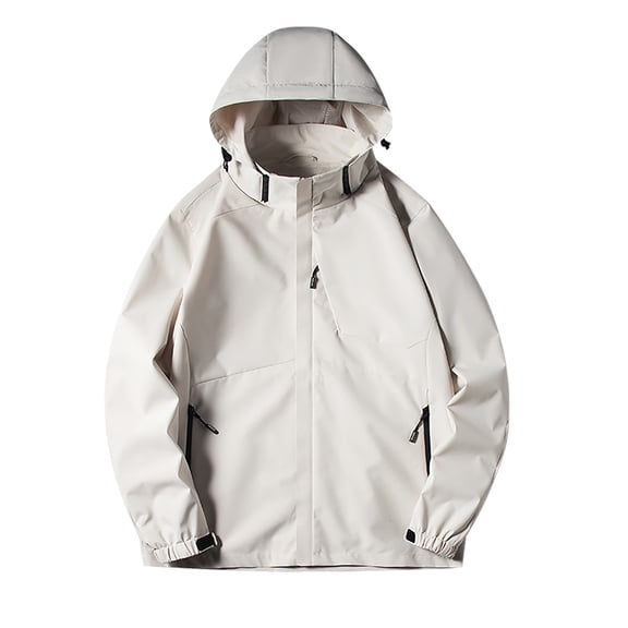Lyrcatrment Womens Lightweight Rain Jackets Full Zip Windbreaker Raincoats with Hood Drawstring Activities Hiking Running Outwear Jacket(X-Large,White)