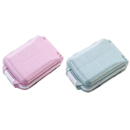 Soimiss Small Pill Case Travel Assorted Color Wheat Straw 2Set