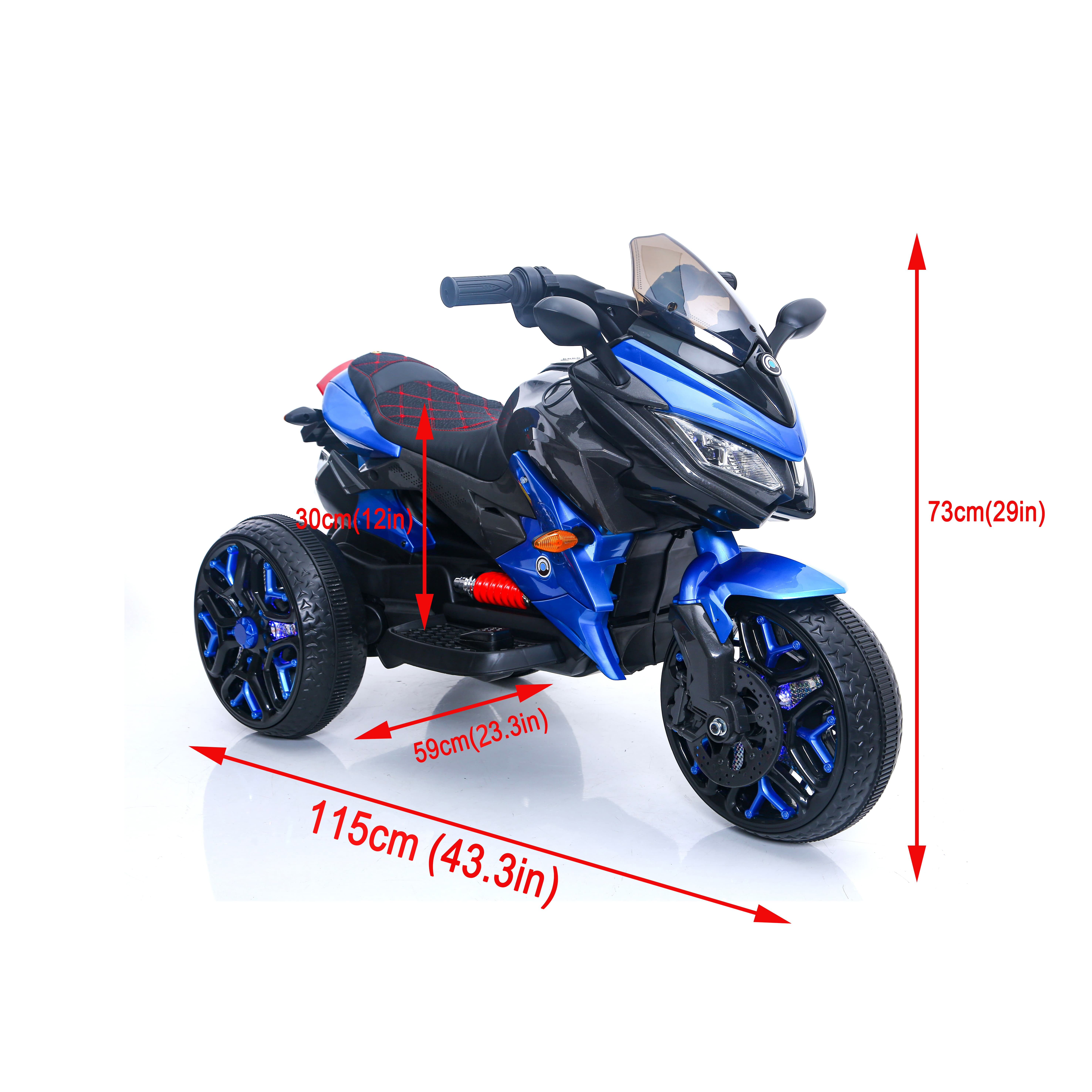 TAMCO Motorcycle 12V Battery Powered Ride-On Toy with LED Lights, Music, for Kids 3-6 Years, Blue, 1-Pack