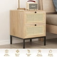thumbnail image 6 of Brafab Nightstands Set of 2,With Handmade Nature Rattan Weave Finish Boho-style Storage Drawers and Shelf Storage, Side Table End Table For Living Room, Bedroom,dining Room, 6 of 7