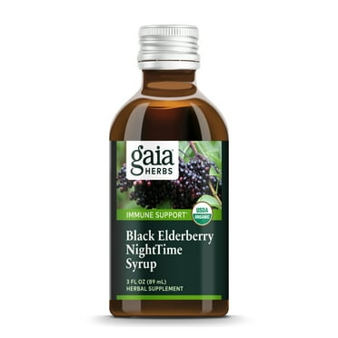 Gaia Herbs, Black Elderberry NightTime Syrup, Immune Support for Restful Sleep, Organic Sambucus Elderberry Supplement, 3 Ounce