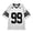 White, variant on Trendfront Womens Number 99 Graphic Football V Neck Short Sleeve Oversized Fit Stripe Game Day Football Fan Match Day Athletic Sports Top