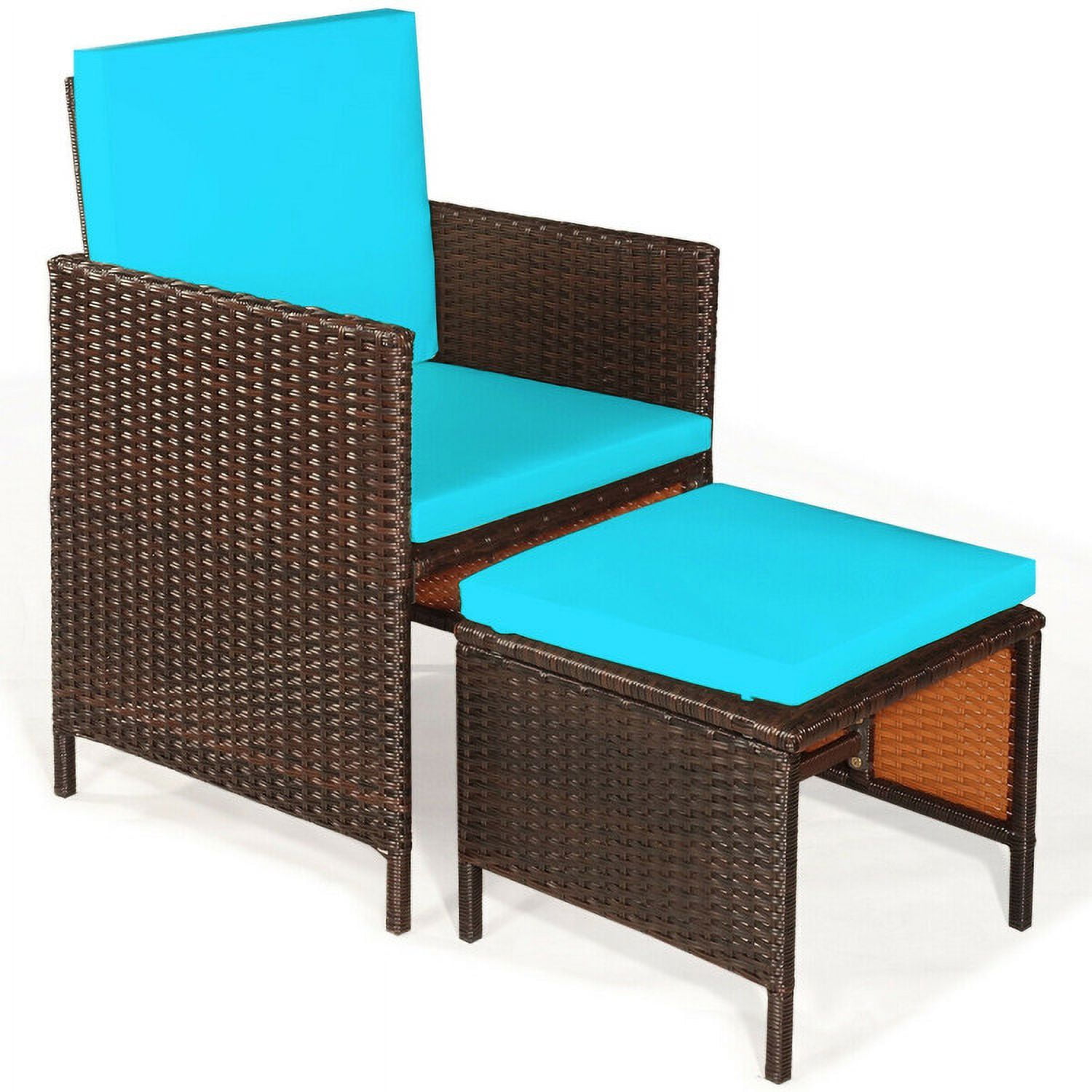 Aimee Lii 9 Pieces Patio Rattan Dining Cushioned Chairs Set, Outdoor Patio Furniture, Turquoise Aimee Lii 9 Pieces Patio Rattan Dining Cushioned Chairs Set, Outdoor Patio Furniture, Turquoise