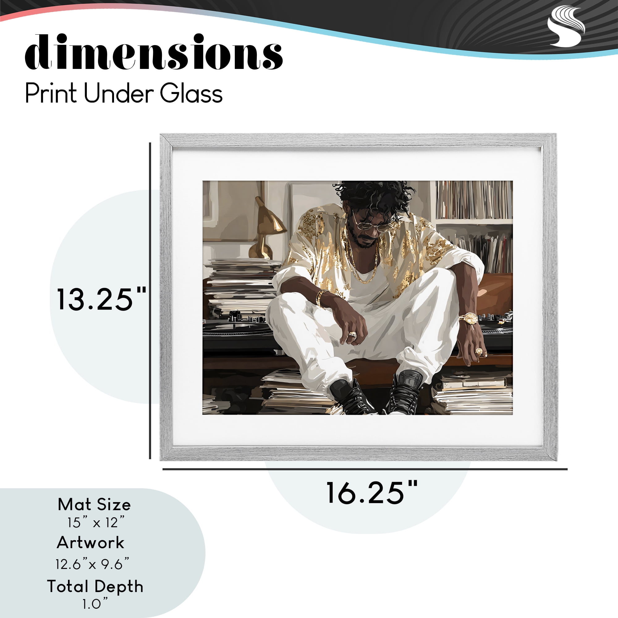 Stupell Industries DJ with Record Collection Gray Framed Print Under Glass, design by Franklyn Gregory