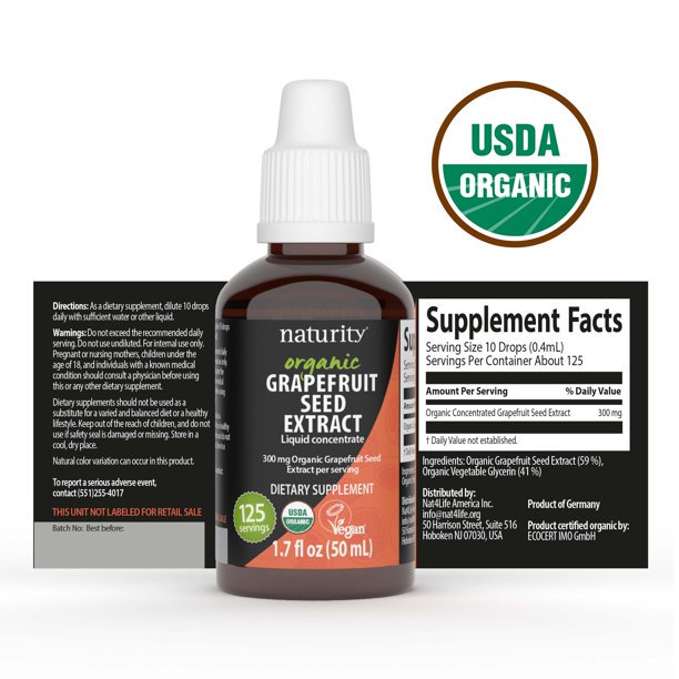 Naturity Organic Grapefruit Seed Extract Pure Grapefruit Seed Extract