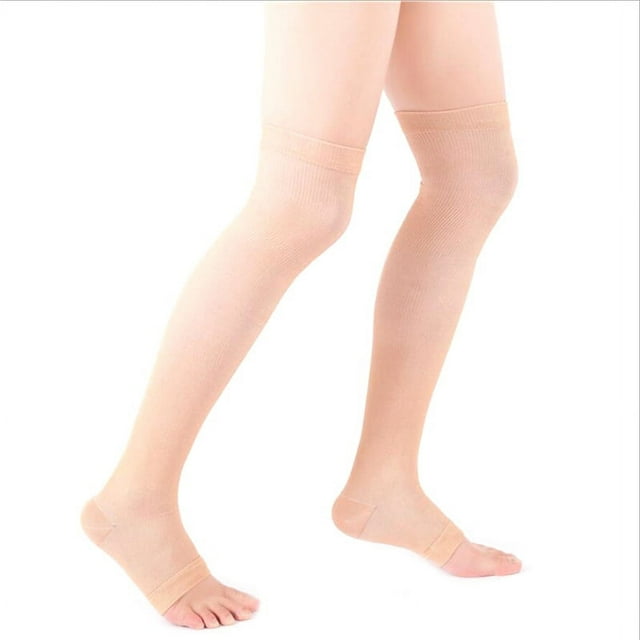1 Pair Open Toe Knee-High Medical Compression Stockings Varicose Veins Stocking Unisex Compression Brace Wrap Shaping 18-21mm nude 2