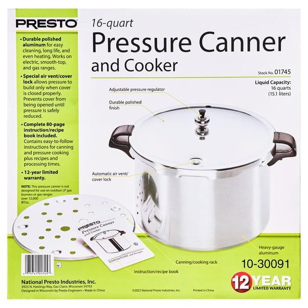 Presto 16 Quart Pressure Canner and Cooker 01745