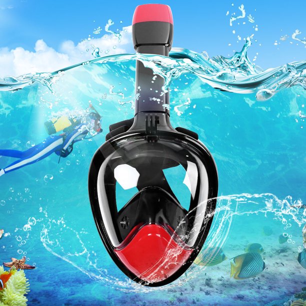 TOPCHANCES 180 View Panoramic full face Snorkel Mask, See More water