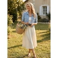 thumbnail image 6 of DARING DIVA Women's Short Sleeve Button Down Textured Cropped Jean Jacket XS Light Blue, 6 of 7