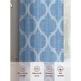 thumbnail image 6 of Blue Morocco Sheer Curtains 108 Inch Length 2 Panels Set Window Treatments, Moroccan Abstract Geometric Quatrefoil Plaid Rod Pocket Semi Curtains for Living Room/Bedroom/Kitchen Décor, 104"W x 108"L, 6 of 7