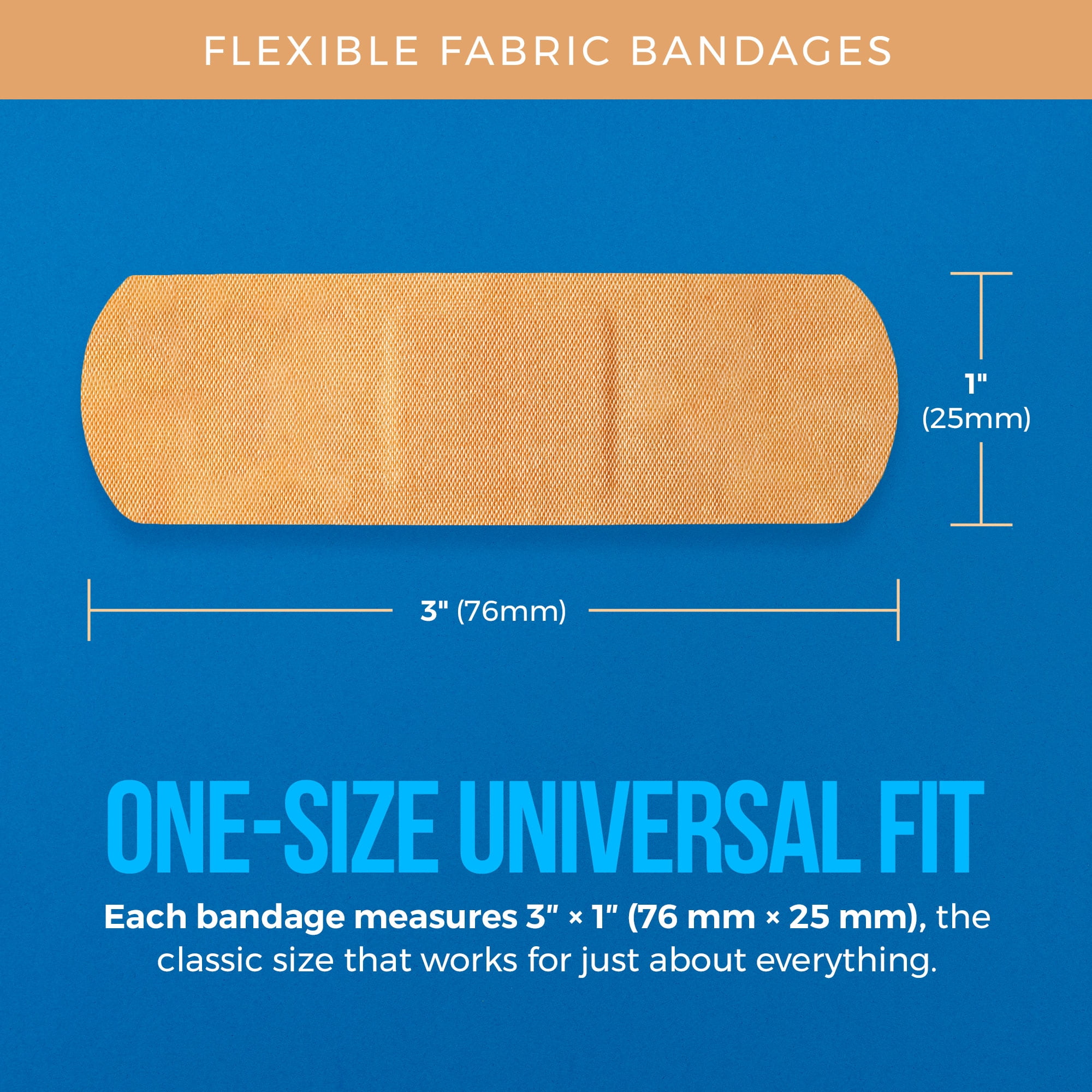 Flexible Fabric Bandages - Flex Fabric Adhesive Bandages Finger-Tip, Knuckles and Thumb for Finger Care and to Protect Wounds from Infection - (1000 Count Bulk)