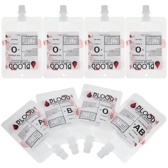 40 pcs Blood Bag Drink Storaging Bag for Halloween Festival Party Gathering (Blood Type Is Random, 150ml Without Hook and Funnel)