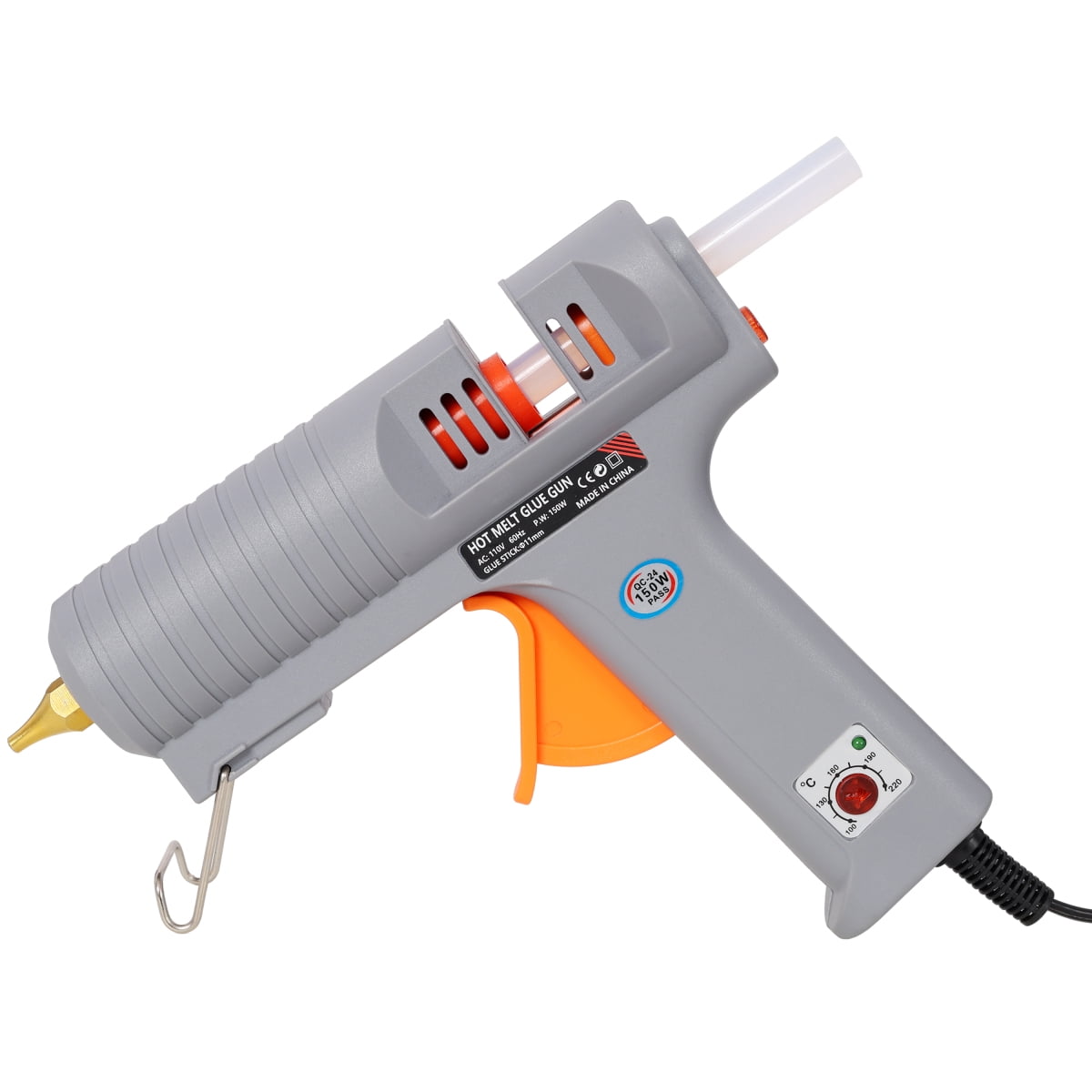 LuckyNote 150W Hot Glue Gun with Adjustable Temperature, 6 Copper Nozzles & 6 Glue Sticks, DIY Craft Repair Tool, Black Storage Bag, Gray