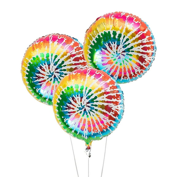 Tie-Dyed 18"" Mylar Balloons - Party Decor - 3 Pieces