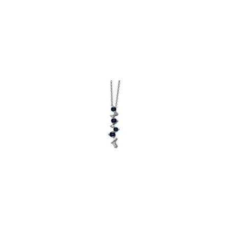 Blue Sapphire Diamond Necklace - Bella Grace Jewelry Collection Genuine Blue Sapphire & Diamond Necklace