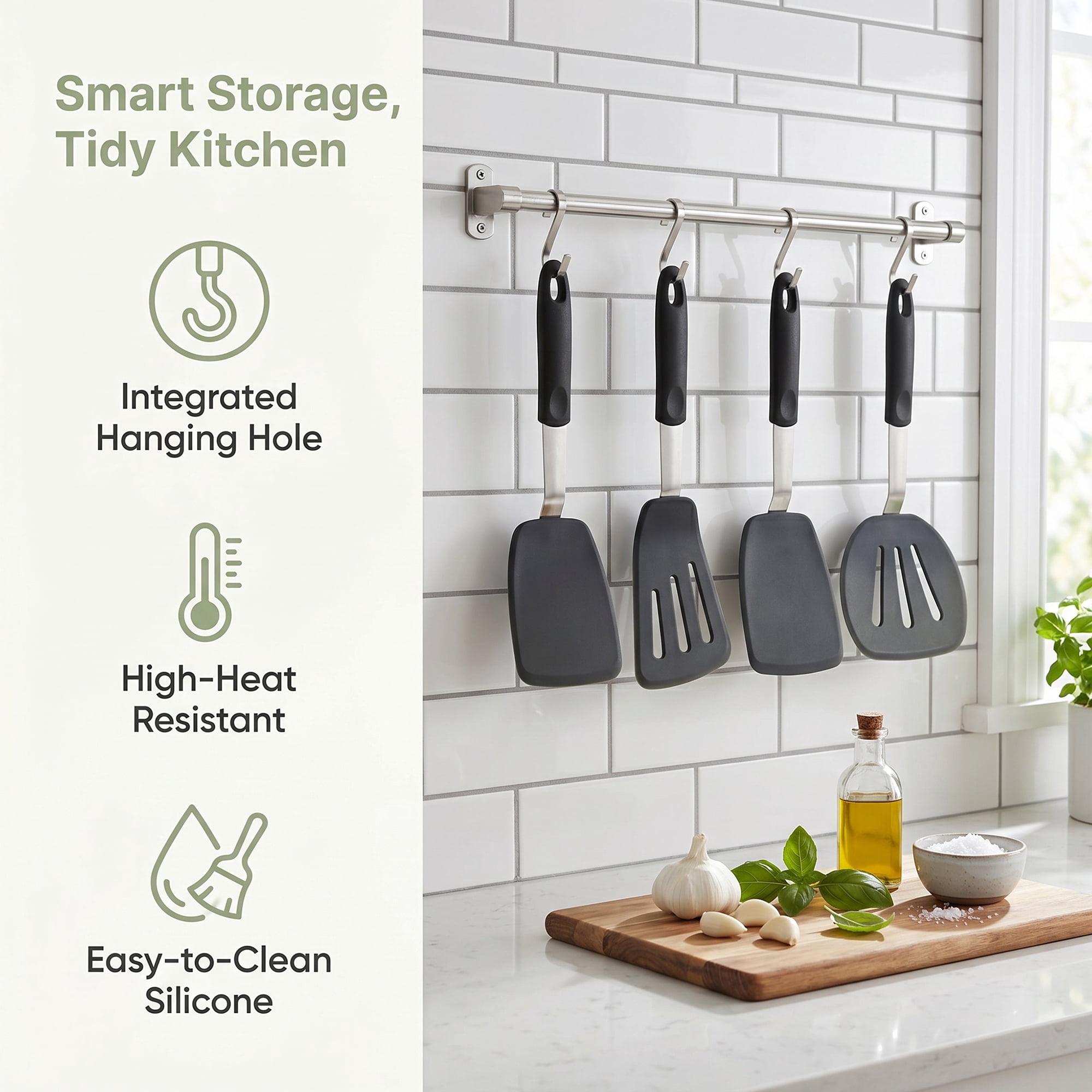 Unique Bargains Kitchen Utensils Set with Heat-Resistant Spatula Tools Black 4Pcs