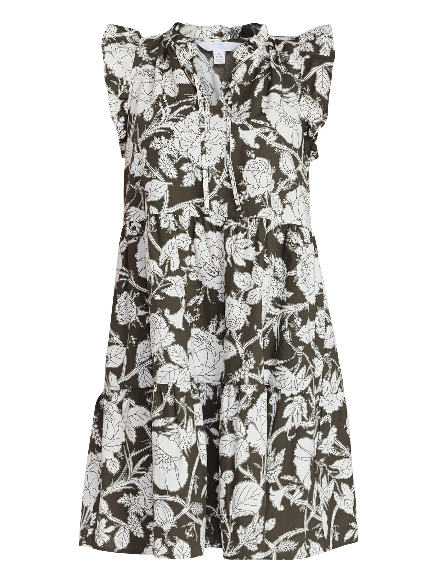 Time and Tru Women’s and Women’s Plus Flutter Sleeve Mini Dress, Sizes XS-4X