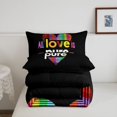 thumbnail image 5 of Manfei Kawaii Rainbow King Size Comforter Sets, Graffiti Color Blocks Comforters King Size, Black Purple, Black Reversible, 3-Piece, 1 Comforter and 2 Pillowcases, 5 of 7