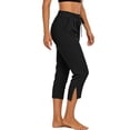 thumbnail image 6 of Hvogkswy Women's Capri Pants Solid Split-Hem Elastic Drawstring Waist Jogger Capri Pants with Pockets Thin Loose Casual Summer Capri, 6 of 6