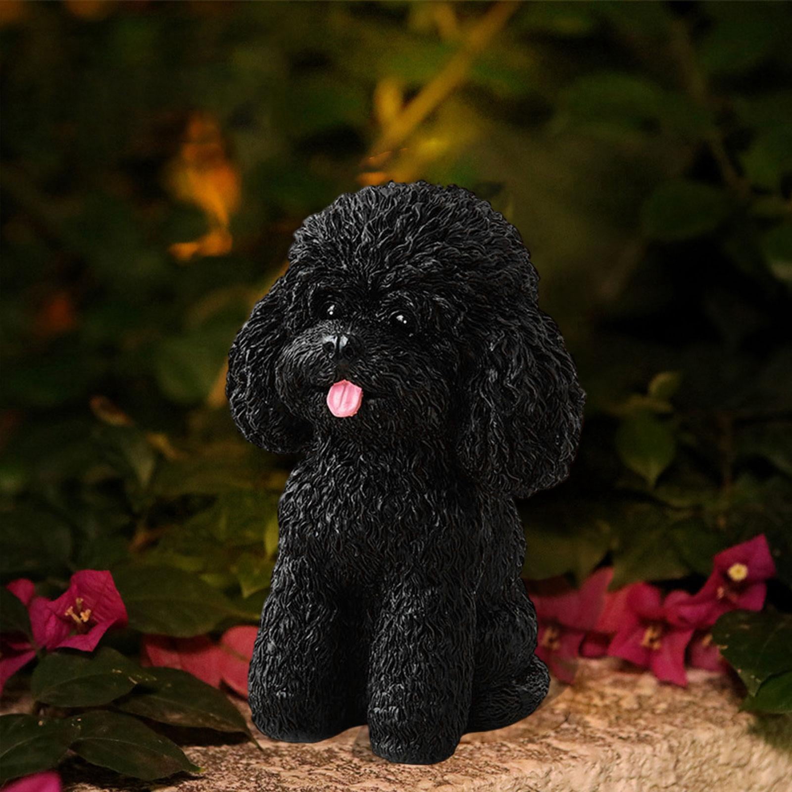 Fancyes Seating Dog Statue Inner And Outdoor Decoration Home Decoration Collections Garden Puppy Sculpture for Entrance Farmhouse Black