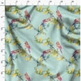 thumbnail image 3 of Soimoi Green polyester Crepe Fabric Bulbul Bird Print Sewing Fabric Yard 42 Inch Wide, 3 of 6