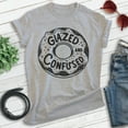 thumbnail image 2 of Glazed And Confused Donut T-shirt, Unisex Women's Men's Shirt, Donut Pun Dessert Foodie Food Lover, Heather Gray, XX-Large, 2 of 6