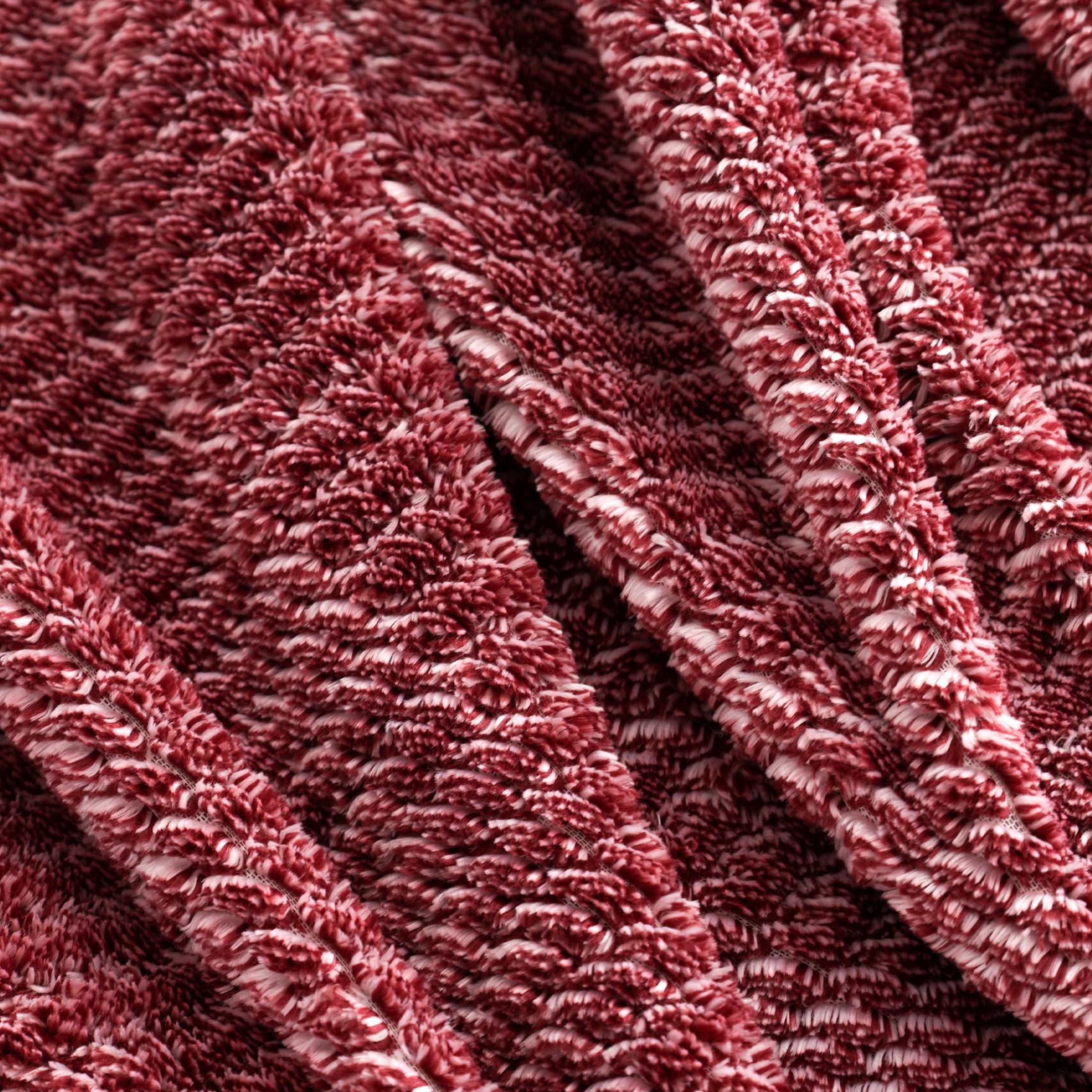 EcoThread Soft Plush Textured Heathered Oversized Couch Throw Blanket, Wine