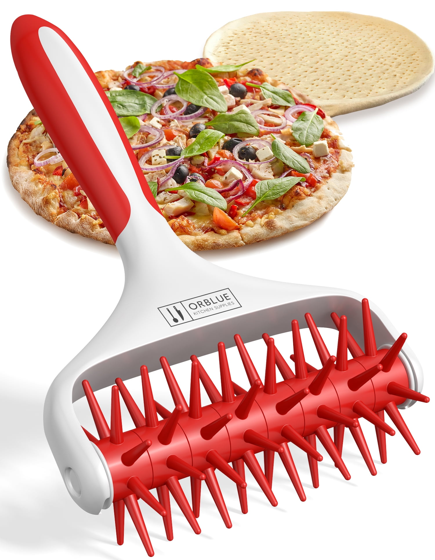 Orblue Pizza Dough Docker, Pastry Roller with Spikes, Pizza Docking