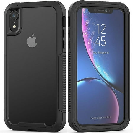 iPhone X Clear Transparent Heavy Duty Case, Shock Proof Shatter Resistant Rugged Rubber Compatible for iPhone X, Black