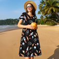 thumbnail image 4 of Susaid Space Rocket Pattern Women's Casual Floral Print Crewneck Short Sleeve A Line Boho Maxi Dress, 4 of 6