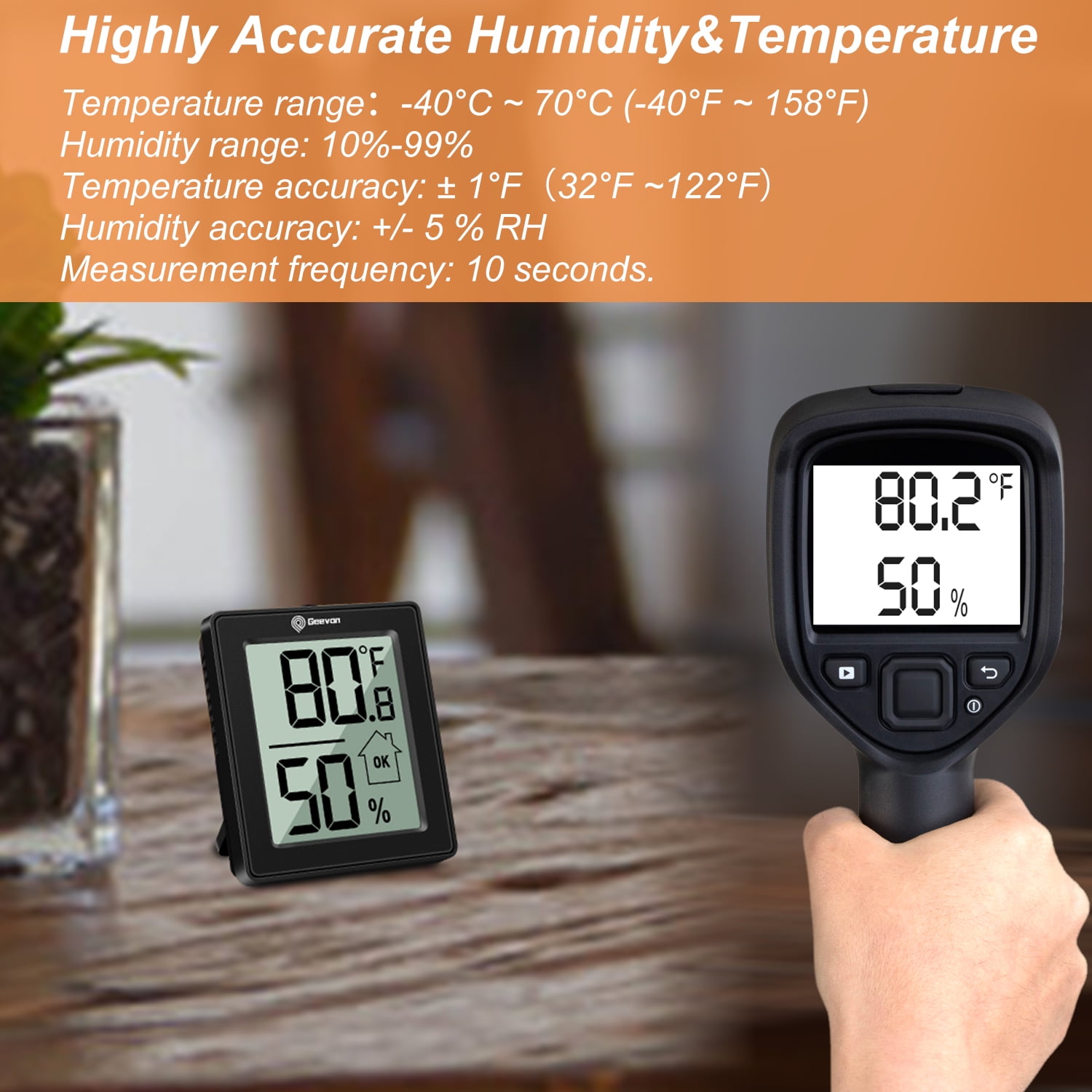 Geevon Digital Hygrometer, 3 Pack Indoor Thermometer Indoor Thermohygrometer with Battery, Digital Temperature Humidity Meter Indicator for Home, Office, Greenhouse, Mini Hygrometer(Black)