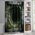 thumbnail image 6 of 3D Optical Illusion Small Stall Shower Curtain, Waterproof Shower Curtains for Bathroom, Visual Trap Looks Like Holes Green Grey Washable Fabric Bath Curtain for Bathtub with Hooks 36x78 Inches, 6 of 9